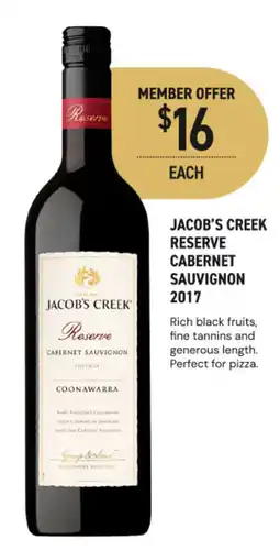 Dan Murphy's Jacob's Creek Reserve Cabernet Sauvignon offer
