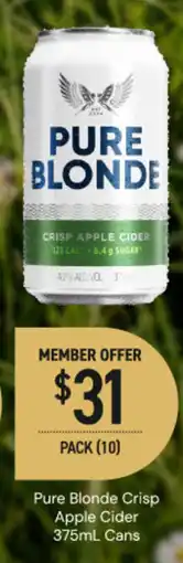 Dan Murphy's Pure Blonde Crisp Apple Cider offer
