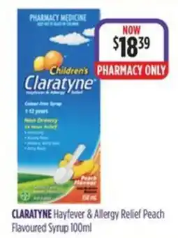 Ramsay Pharmacy Children's Claratyne Hayfever & Allergy Relief Peach Flavoured Syrup offer