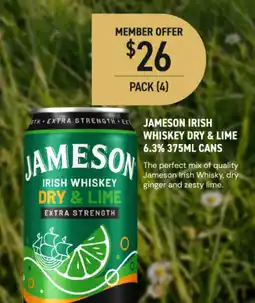Dan Murphy's Jameson Irish Whiskey Dry & Lime Extra Strength offer