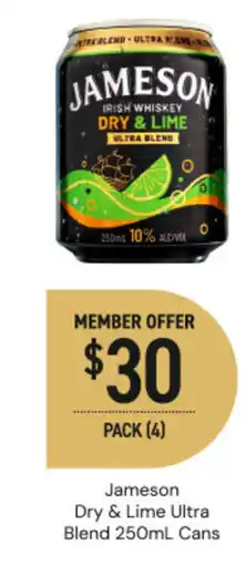 Dan Murphy's Jameson Dry & Lime Ultra Blend 250mL Cans offer