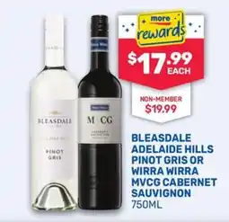 SipnSave Bleasdale Adelaide Hills Pinot Gris or Wirra Wirra MVCg Cabernet Sauvignon offer