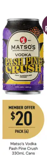 Dan Murphy's Matso's Vodka Pash Pine Crush offer