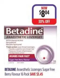 Ramsay Pharmacy Betadine Anaesthetic Lozenges Sugar Free Berry Flavour offer