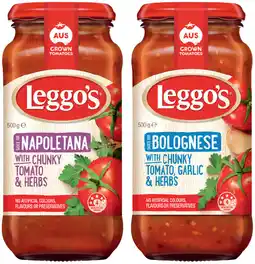 IGA Leggo’s Pasta Sauce 490‑500g Selected Varieties offer