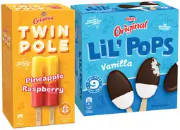 IGA Peters Original Twin Pole 8 Pack or LiL’ Pops Ice Cream 9 Pack Selected Varieties offer