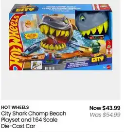 Myer HOT WHEELS City Shark Chomp Beach Playset and 1:64 Scale Die-Cast Car offer