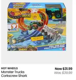 Myer HOT WHEELS Monster Trucks Corkscrew Shark offer