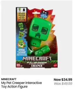 Myer MINECRAFT My Pet Creeper Interactive Toy Action Figure offer