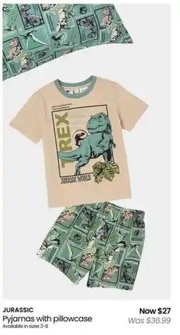 Myer JURASSIC Pyjamas with pillowcase offer