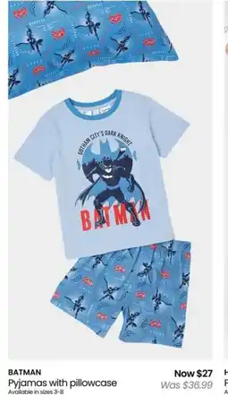 Myer BATMAN Pyjamas with pillowcase offer