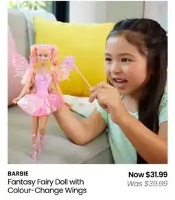 Myer BARBIE Fantasy Fairy Doll with Colour-Change Wings offer