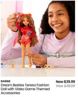 Myer BARBIE Dream Besties Teresa Fashion Doll with Video Game Themed Accessories offer