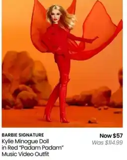Myer BARBIE SIGNATURE Kylie Minogue Doll in Red "Padam Padam" Music Video Outfit offer