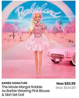 Myer BARBIE SIGNATURE The Movie Margot Robbie As Barbie Wearing Pink Blouse & Skirt Set Doll offer