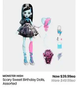 Myer MONSTER HIGH Scary Sweet Birthday Dolls, Assorted offer