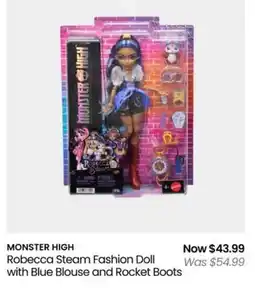 Myer MONSTER HIGH Robecca Steam Fashion Doll with Blue Blouse and Rocket Boots offer