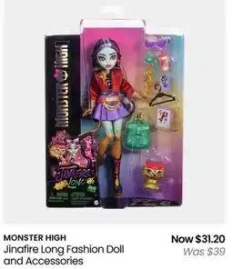 Myer MONSTER HIGH Jinafire Long Fashion Doll and Accessories offer