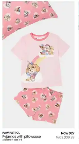 Myer PAW PATROL Pyjamas with pillowcase offer
