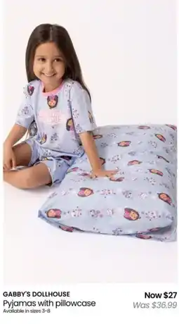 Myer GABBY'S DOLLHOUSE Pyjamas with pillowcase offer
