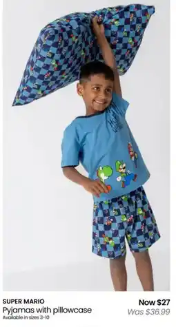 Myer SUPER MARIO Pyjamas with pillowcase offer