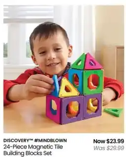 Myer DISCOVERY #MINDBLOWN 24-Piece Magnetic Tile Building Blocks Set offer