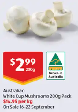 ALDI Australian White Cup Mushrooms offer
