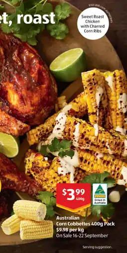 ALDI Australian Corn Cobettes 400g Pack offer