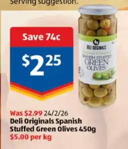 ALDI Deli Originals Spanish Stuffed Green Olives offer