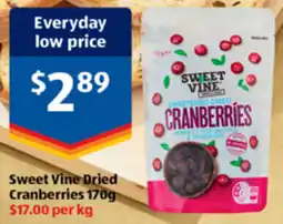 ALDI Sweet Vine Dried Cranberries offer