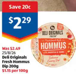 ALDI Deli Originals Fresh Hommus Dip offer