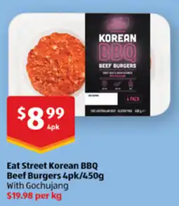 ALDI Eat Street Korean BBQ Beef Burgers offer