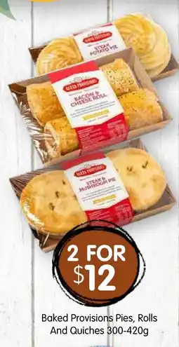 Spudshed Baked Provisions Pies, Rolls And Quiches offer