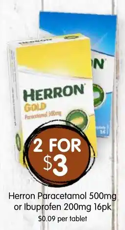 Spudshed Herron Paracetamol 500mg or Ibuprofen 200mg offer