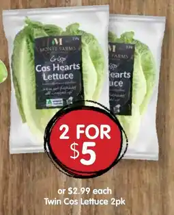 Spudshed Monte Farms Crisp Cos Hearts Lettuce offer