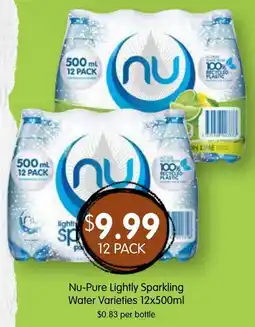 Spudshed Nu-Pure Lightly Sparkling Water Varieties offer