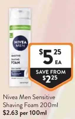 Foodworks Nivea Men Sensitive Shaving Foam offer