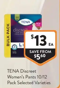 Foodworks TENA Discreet Women's Pants offer