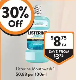 Foodworks Listerine Mouthwash 1l offer