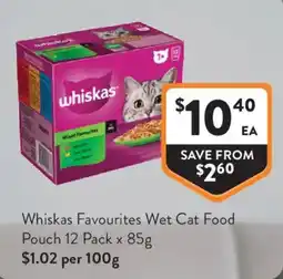 Foodworks Whiskas Favourites Wet Cat Food offer