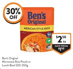Foodworks Ben's Original Microwave Rice Pouch or Lunch Bowl offer