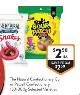 Foodworks The Natural Confectionery Co. Snakes or Pascal Confectionery Sour Patch Kids offer