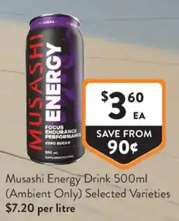 Foodworks Musashi Energy Drink offer