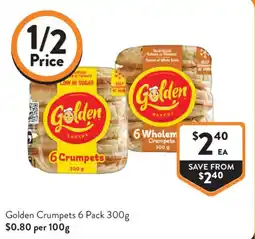 Foodworks Golden Crumpets 6 Pack offer