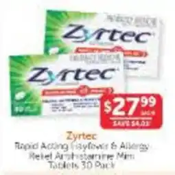 WHOLELIFE Zyrtec Rapid Acting Hayfever & Allergy Relief Antihistamine Mini Tablets offer