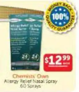 WHOLELIFE Chemists' Own Allergy Relief Nasal Spray offer