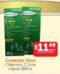 WHOLELIFE Chemists Own Children's C-Zine Liquid offer