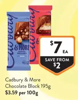 Foodworks Cadbury & More Chocolate Block offer