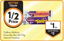 Foodworks Cadbury Medium Chocolate Bars Selected Varieties offer