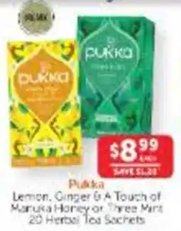 WHOLELIFE Pukka Lemon, Ginger & A Touch of Manuka Honey or Three Mint offer